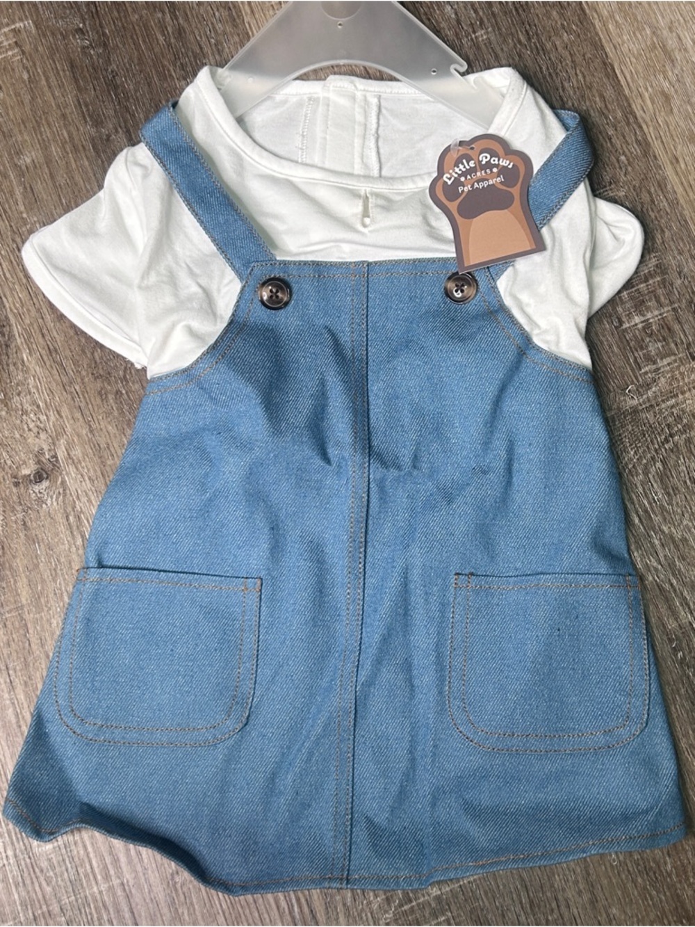 🐾  NWT Little Paws Denim- Overall Pet Dress - Size M (Fits approx 27lbs)